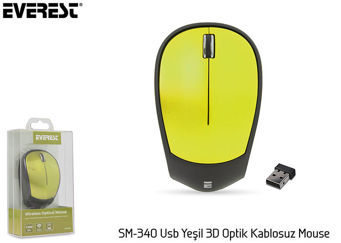 Everest%20SM-340%20Usb%20Yeşil%203D%20Optik%20Kablosuz%20Mouse