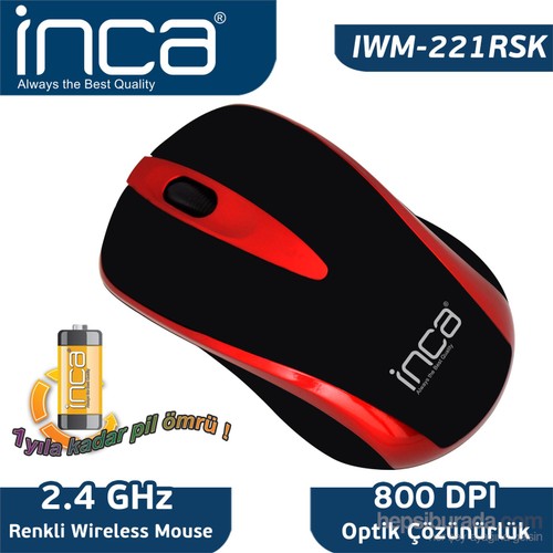 Inca%20IVM-221RSK%202.4GHZ%20Wireless%20Nano%20Kırmızı%20Mouse