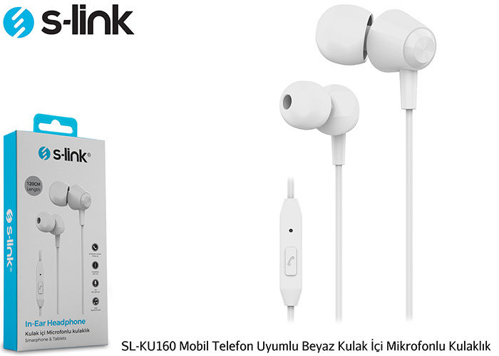 S-link%20SL-KU160%20Mobil%20Telefon%20Uyumlu%20Beyaz%20Kulak%20İçi%20Mikrofonlu%20Kulaklık