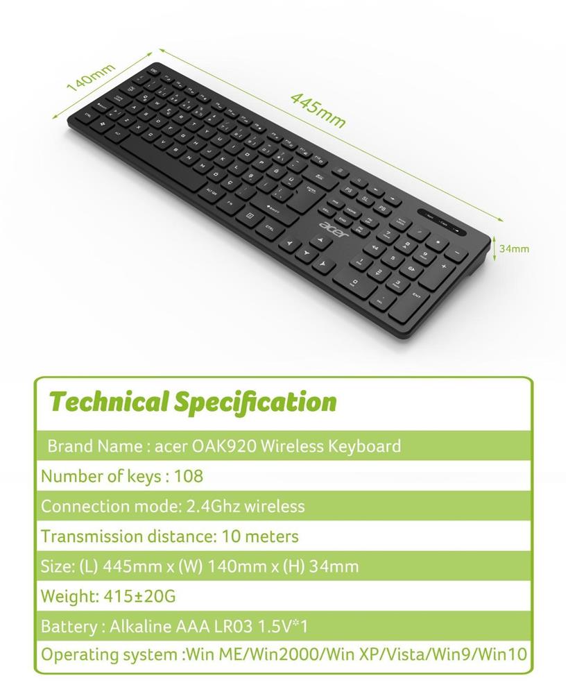 Acer%20OAK-920%20Siyah%20Kablosuz%20Klavye%202.4Ghz%20Caps%20Lock%20(Smart%20Tv-%20Wifi)