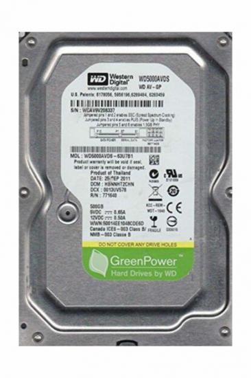 Wd 500Gb WD5000AVDS 7200 RPM AV-GP SATA Harddisk