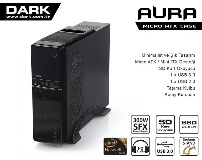 Dark Aura 300W USB3.0, Kart Okuyuculu,MicroATX - Mini ITX Kasa