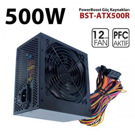 PowerBoost BST-ATX500R ’’QUARK’’ 500w APFC 12cm Fanlı ATX PSU Power kablo (Retail Box)