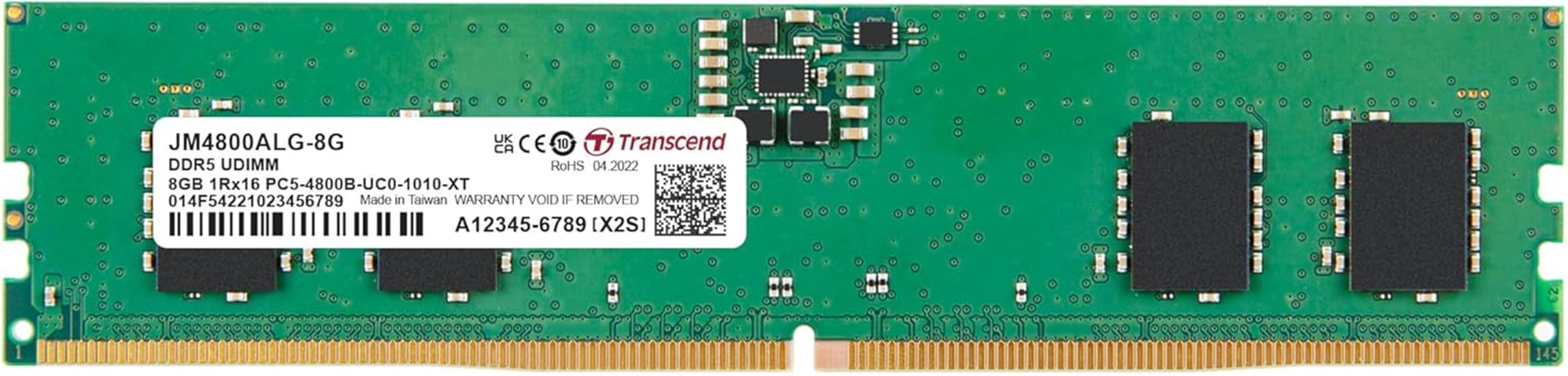 Transcend 8GB(1x8GB) 4800Mhz UDIMM DDR5 CL40 Pc Ram (JM4800ALG-8G)