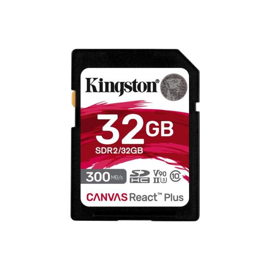 Kingston SDR2-32GB Canvas React Plus SDHC UHS-II 300R-260W U3 V90 for Full HD-4K-8K Hafıza Kartı