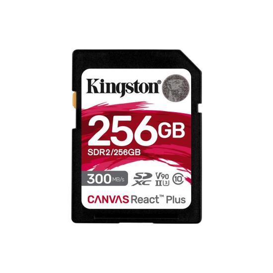 Kingston SDR2-256GB Canvas React Plus SDXC UHS-II 300R-260W U3 V90 for Full HD-4K-8K Hafıza Kartı