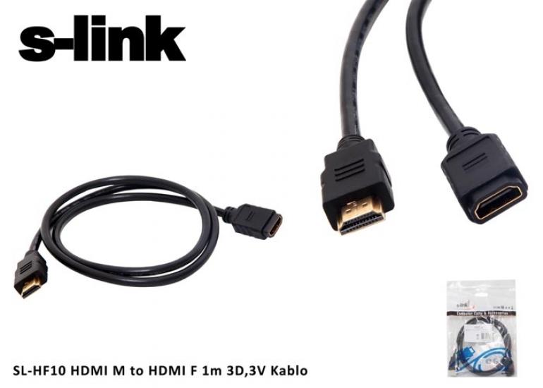 S-link SL-HF10 Hdmı m to Hdmı f 1 Mt 3d,3v Kablo Hdmı Erkek To Hdmı Dişi Uzatma