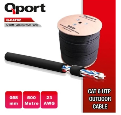 QPORT Q-CATO2 500mt Outdoor Cat6 23AWG 0.58MM Dış Mekan Kablo