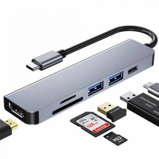 Daytona Hc-13C  Type-C To 2- USB 3.0 Sd Tf 4K Hd 1080P HDMI Pd Kart Okuyucu Çevirici Hub