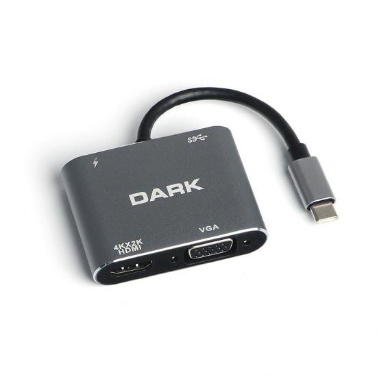 Dark USB 3.1 Type-C’ den 4K UHD HDMI & VGA Dönüştürücü Adaptör