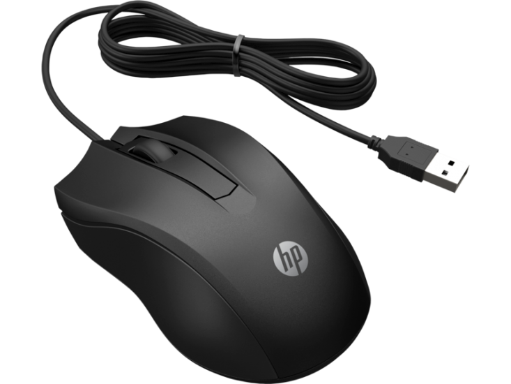HP 100 6VY96AA Siyah Optik Kablolu Mouse 1.600 DPI Hassas Optik Sensörü