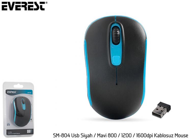 Everest SM-804 Usb Siyah-Mavi 800-1200-1600dpi Kablosuz Mouse