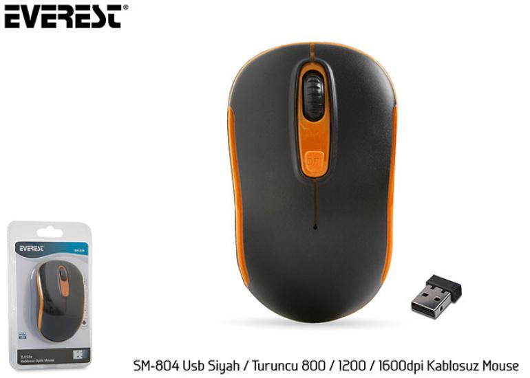 Everest SM-804 Usb Siyah-Turuncu 800-1200-1600dpi Kablosuz Mouse