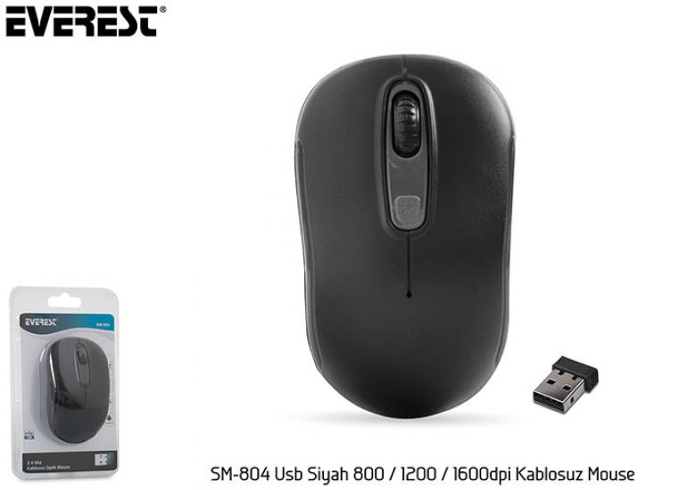 Everest SM-804 Usb Siyah 800-1200-1600dpi Kablosuz Mouse
