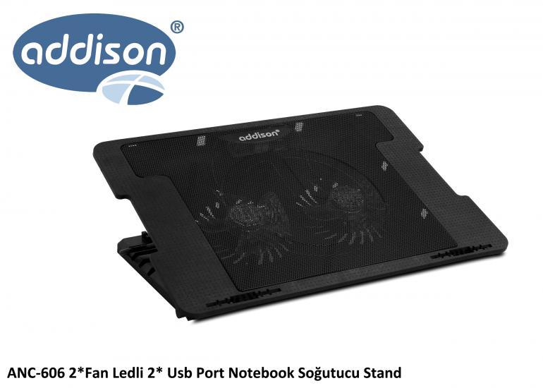 Addison ANC-606 Çift Fanlı Ledli 2-USB Portlu Kademeli Notebook Soğutucu