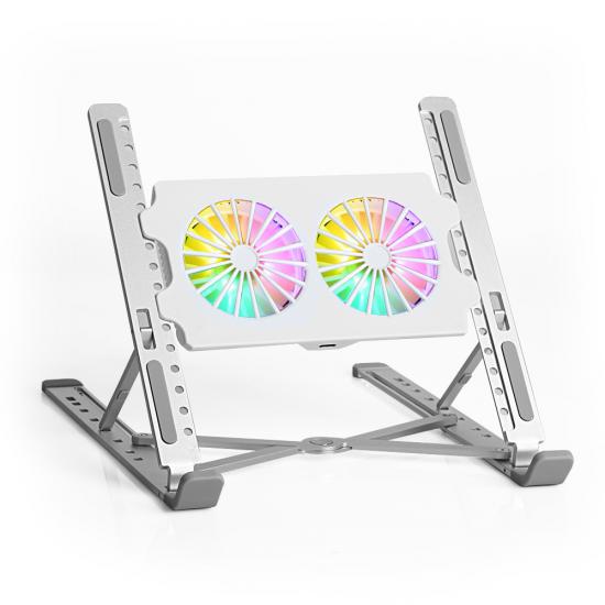 TX ACNBPS02 Tx8x Yükseklik Ayarlı,Çift RGB Fanlı,11’’-15,6’’ Alümin Katlanabilir Notebook Soğutucu
