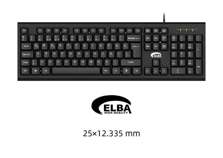 Elba K112 Q Usb Siyah Türkçe Kablolu Standart Klavye