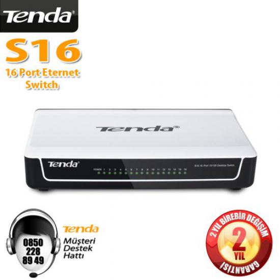 Tenda S16 16 Port 10-100 Mbps Switch Plastik Kasa