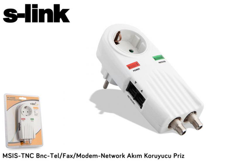 S-link MSIS-TNC Bnc - Tel-Fax-Modem - Network Akım Koruyucu Priz