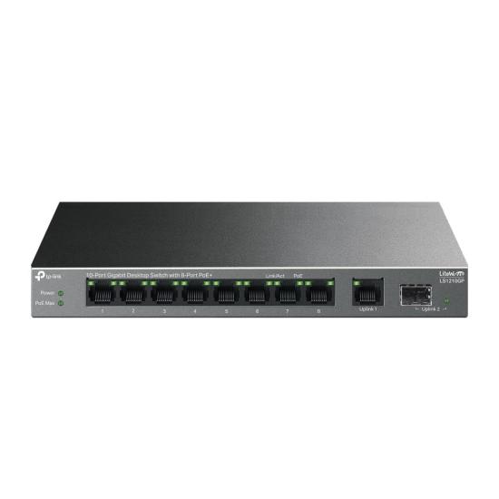 Tp-Link LS1210GP 8 Port Poe+ 10-100-1000 Mbps + 1 Port SFP Switch Metal Kasa