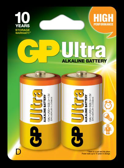 GP LR20 Büyük Boy Ultra Alkalin Pil 2’li Paket GP13AU-U2 D Boy