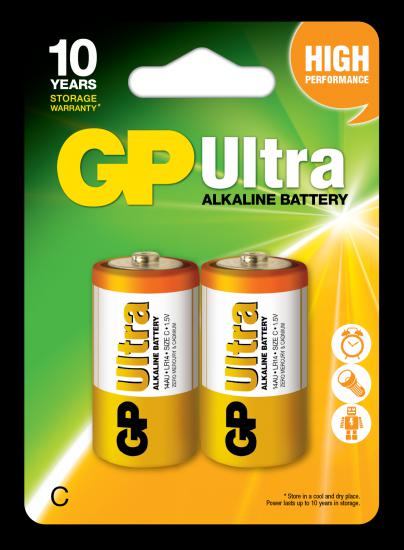 GP G-Tech LR14 Orta Boy Ultra Alkalin Pil 2’li Paket GP14AU-U2 C Boy