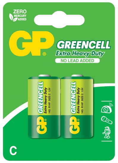 GP Greencel R14 Orta Boy Çinko Pil 2’li Paket GP14G-U2