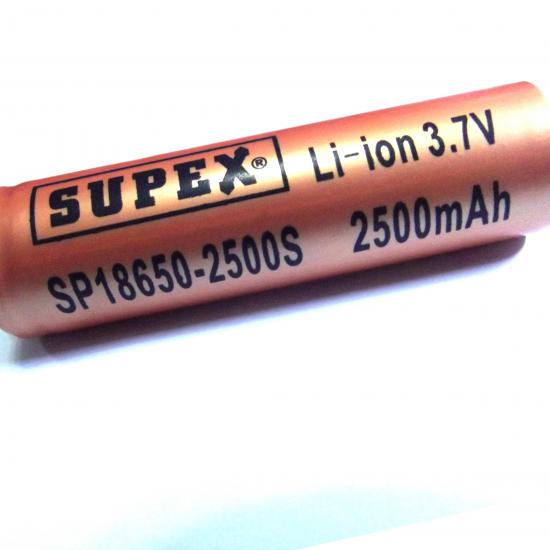 Supex 18650 2500 Şarjlı Li-on Pil Düz Kafa