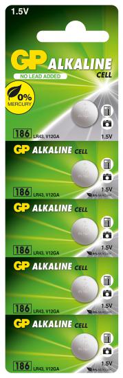 GP GP186-C5 LR43 AG12 Alkalin Düğme Pil 5’li Paket