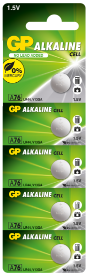 GP GPA76-C5 LR44 Alkalin Düğme Pil 5’li Paket 
