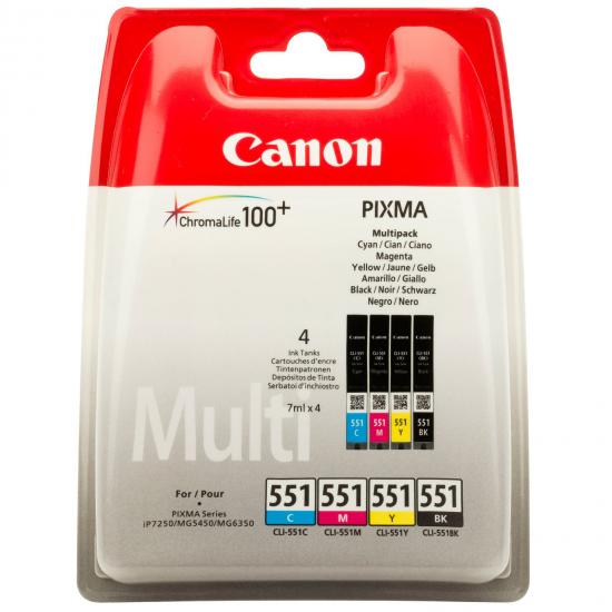 Canon CLI-551 Cyan-Magenta-Yellow-Black Mavi-Kırmızı-Sarı-Siyah 4’lü Multipack Kartuş