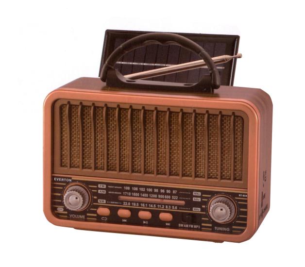 Everton Rt-834 radyo-TF card-usb-Kumandalı Nostaljik Radyo Solar Güneş Panelli