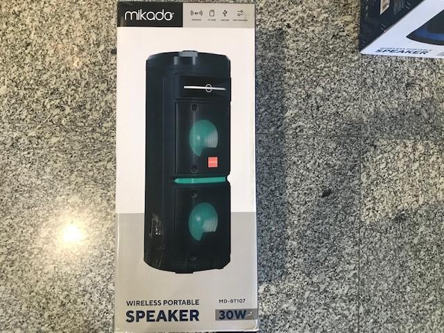Mikado MD-BT107 30W USB-BT-TF-TWS Led Işıklı Kablosuz Mikrofonlu Toplantı-Parti Kule Hoparlör
