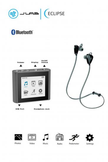 Eclipse Fit Clip Siyah Radyo Plus Bluetooth Kulaklık Hediyeli 8gb Hafıza Dijital Mp3 Micro Sd Giriş
