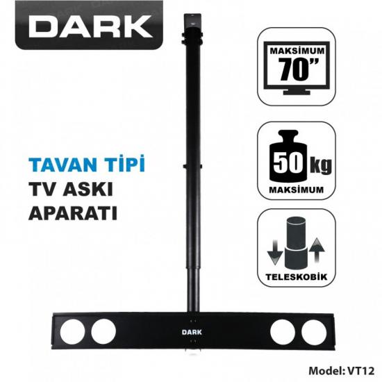 Dark VT12 37’’- 70’’ Tavan Tipi Hareketli, Yükseklik Ayarlı TV Askı Aparatı