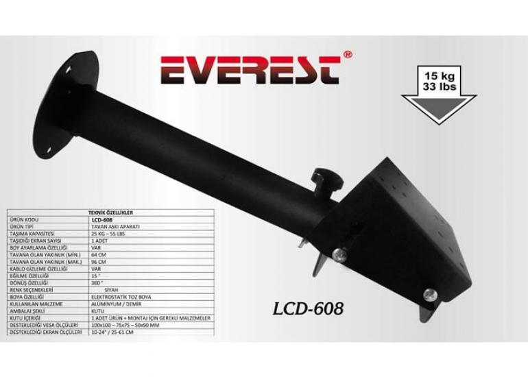 Everest LCD-608 50-50 10’’-24’’ Tv Tavan Askı Aparatı
