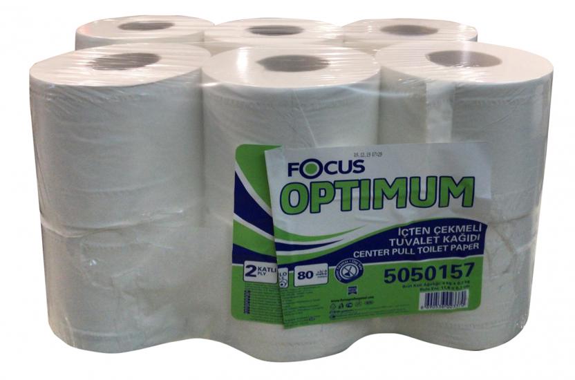 Focus 5050157 2 Katlı  80mt 12 adet Optımum İçten Çekmeli Tuvalet Kağıdı Kopabilen