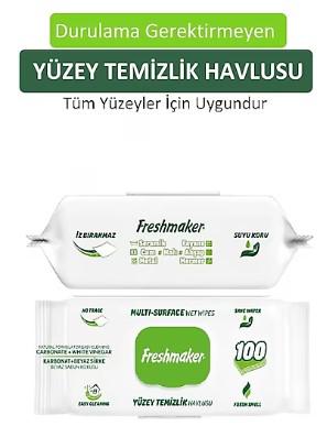 Freshmaker Yüzeysil Yeşil  Islak Mendil 100lü Karbonatı+Beyaz Sirke)(Mermer-Ahşap-Metal-Seramik)