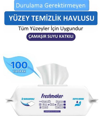 Freshmaker Yüzeysil Mavi  Islak Mendil 100lü Karbonatı+Beyaz Sirke)(Mermer-Ahşap-Metal-Seramik)