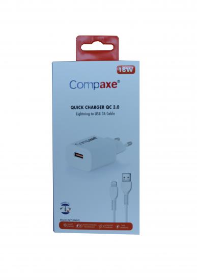 ComPaxe CTA-150IU 5V 3a 18W Ev Şarj Kafa + Lightning Şarj Kablosu