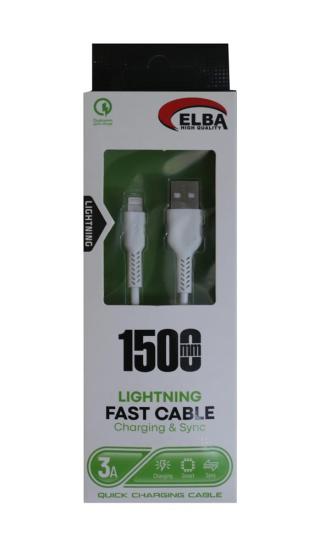 Elba Elb37-L1 1,5Mt  iPhone Lightning Beyaz 3A Hızlı Şarj Kablosu