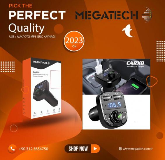 Megatech MG-TMX8 Usb-Aux-Otg-Mp3 Digital Göstergeli Transmitter