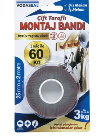 Vodaseal Çift Taraflı Montaj Mantı (Her 10cm 3Kg Taşır)