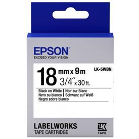 Epson LK-5WBN Standart Siyah Üzeri Beyaz 18MM 9Metre Etiket