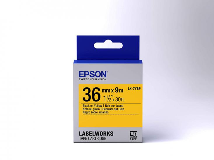 Epson LK-7YBP Pastel Sarı Üzeri Siyah 36MM 9Metre Etiket