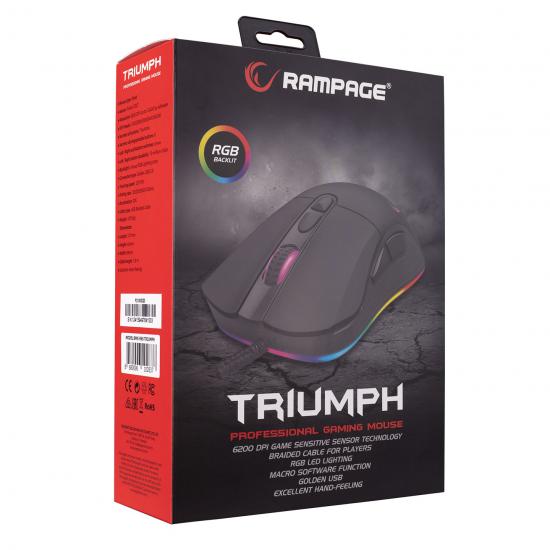 Rampage SMX-R65 TRIUMPH Usb Siyah RGB Işıklı 12400dpi Gaming Oyuncu Mouse