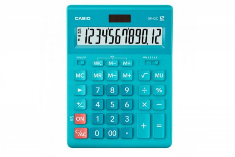 Casio GR-12C-LB 12 Hane Mavi Masa Üstü Hesap Makinesi