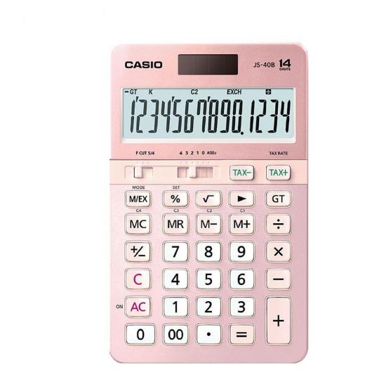 Casio JS-40B-PK Pembe Profesyonel 14 Hane Masa Üstü Hesap Makinesi